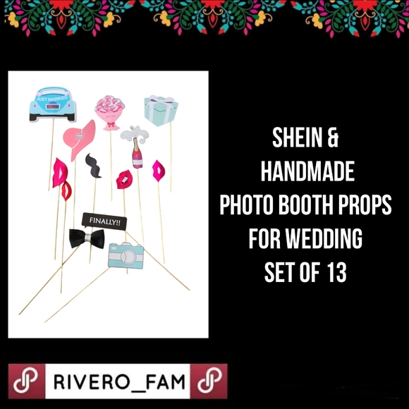 SHEIN & HANDMADE | PHOTO BOOTH PROPS FOR WEDDING | SET OF 13 - Picture 1 of 8